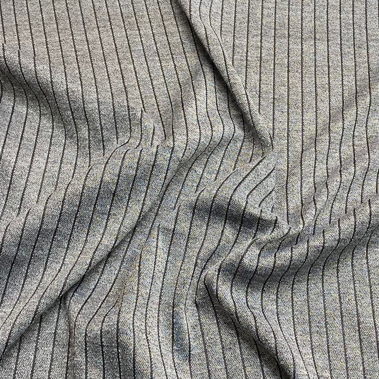 3 Metres Striped Ribbed Jersey 55” Wide - (Grey & Black)