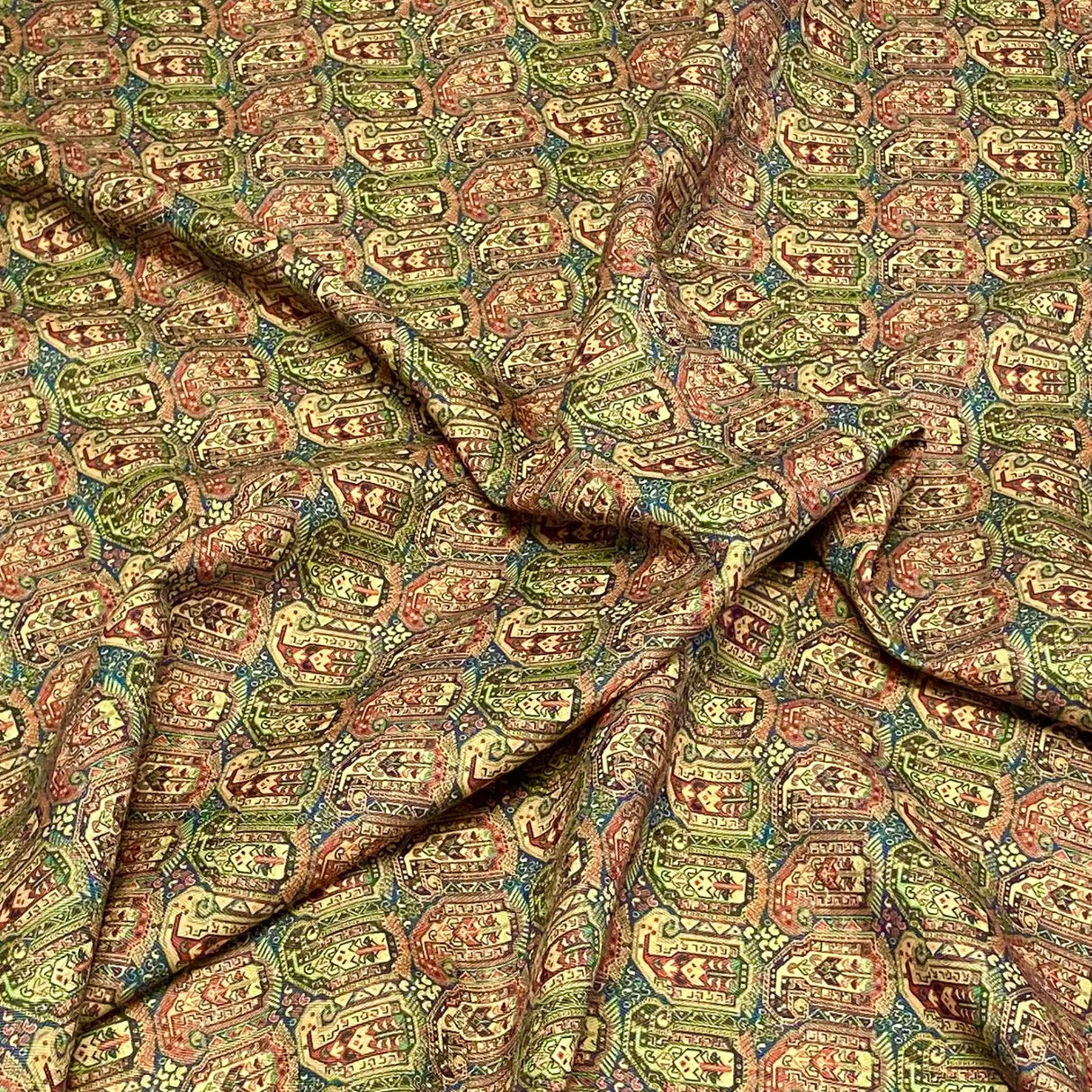 3 Metres Printed Cashmere Effect Crepe Fabric- 45" Wide (Green)