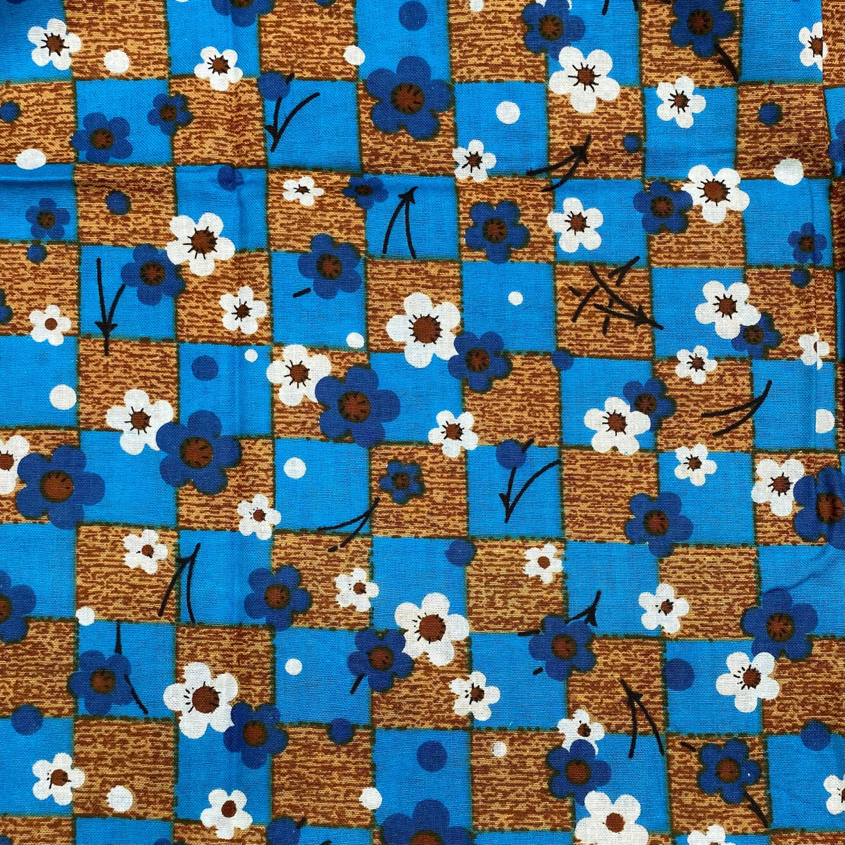 3 Metres Luxury 100% Cotton - 36" Wide - (Brown & Blue)