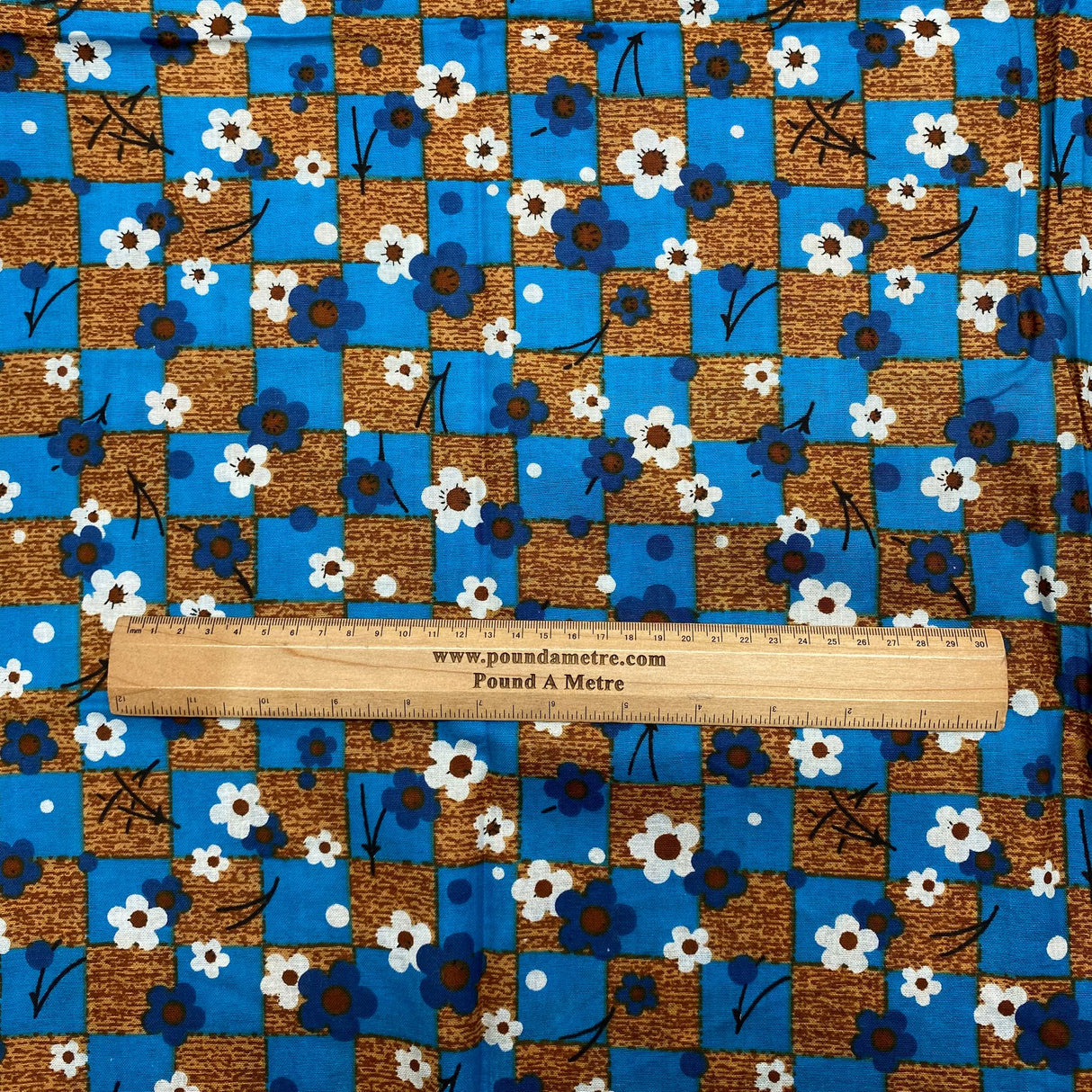 3 Metres Luxury 100% Cotton - 36" Wide - (Brown & Blue)