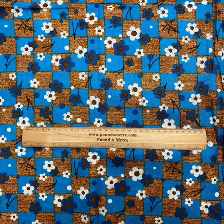 3 Metres Luxury 100% Cotton - 36" Wide - (Brown & Blue)