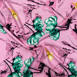 3 Metres, Premium Quality, Printed Dressmaking Viscose - 55" Wide (Pink)