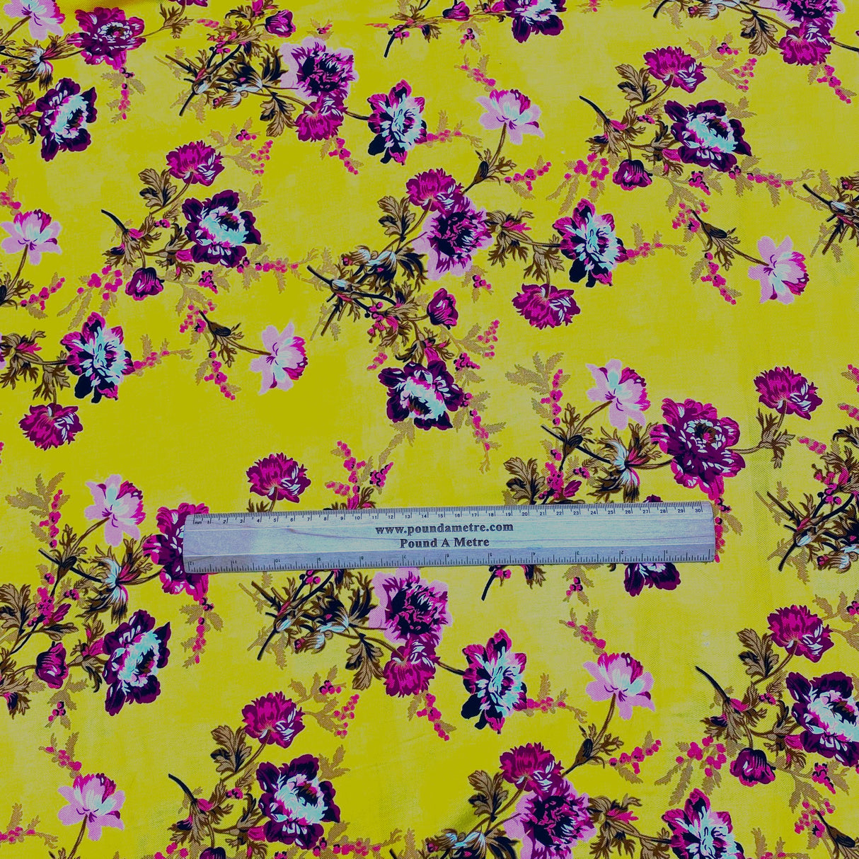 3 Metres, Premium Quality, Printed Dressmaking Viscose - 55" Wide (Yellow)