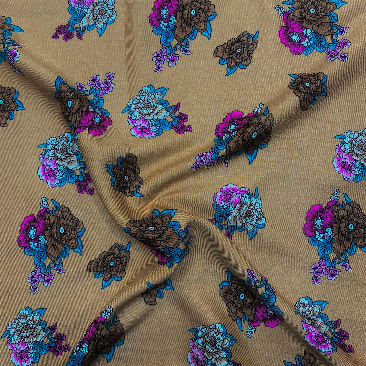 3 Metres, Premium Quality, Printed Dressmaking Viscose - 55" Wide (Brown)