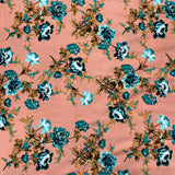 3 Metres, Premium Quality, Printed Dressmaking Viscose - 55" Wide (Peach)