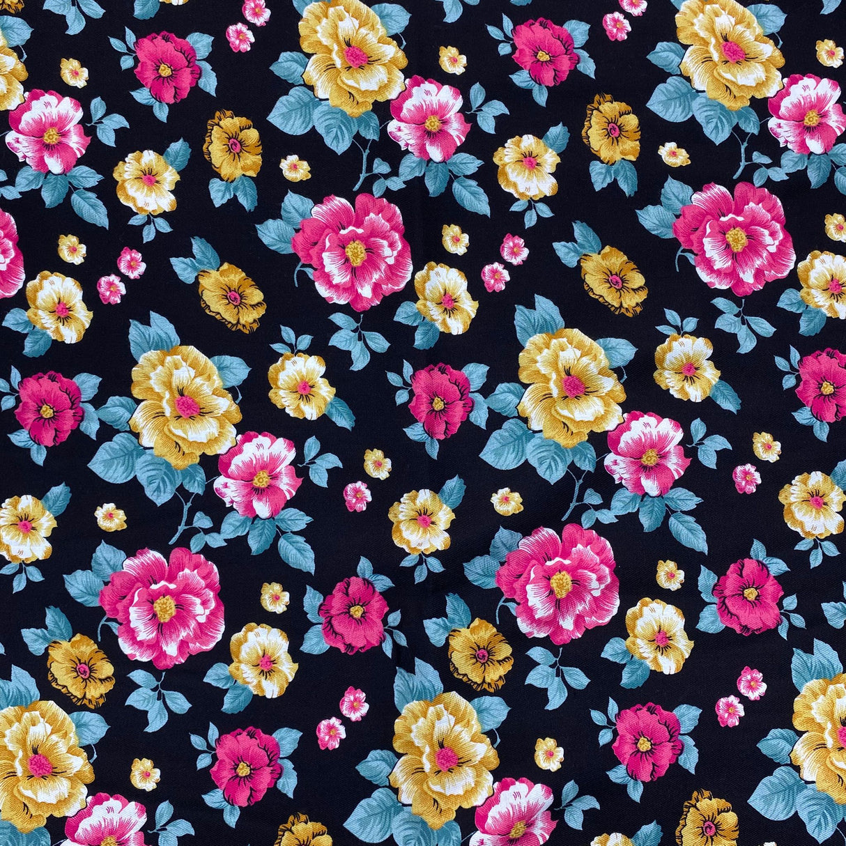 3 Metres, Premium Quality, Printed Dressmaking Viscose - 55" Wide (Black)