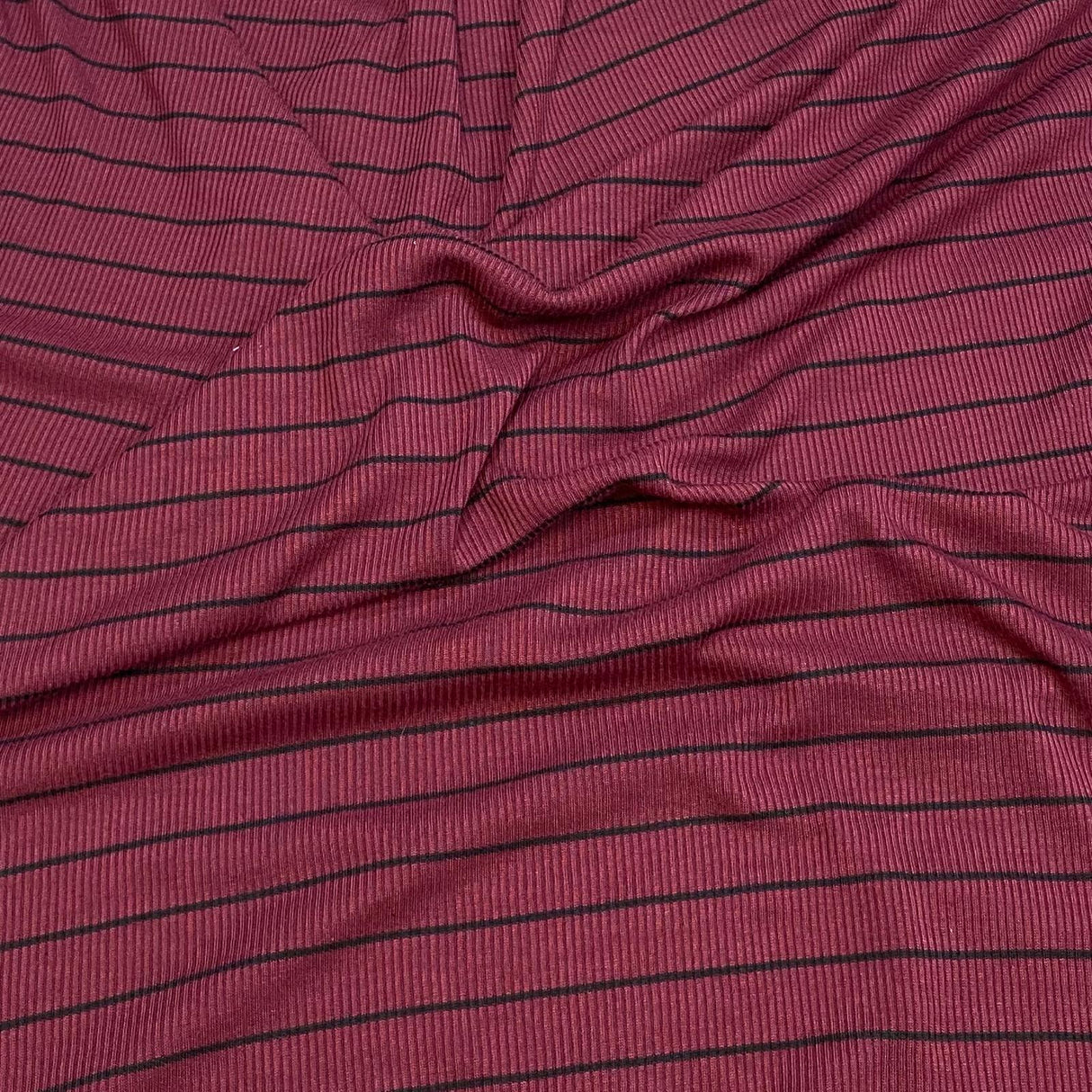 3 Metres Printed Ribbed Jersey 55” Wide - (Maroon & Black)