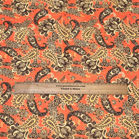 Per Metre Printed Cashmere Effect Crepe Fabric- 45" Wide (Orange)