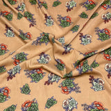 3 Metres, Premium Quality, Printed Dressmaking Viscose - 55" Wide (Brown Flowers)