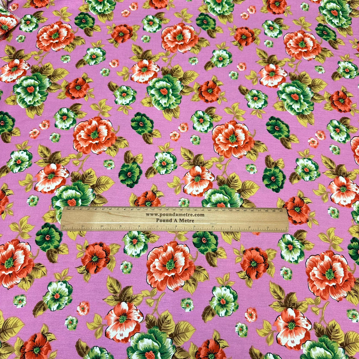 3 Metres, Premium Quality, Printed Dressmaking Viscose - 55" Wide (Mauve Flowers)