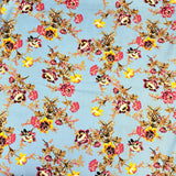 3 Metres, Premium Quality, Printed Dressmaking Viscose - 55" Wide (Blue Flowers)