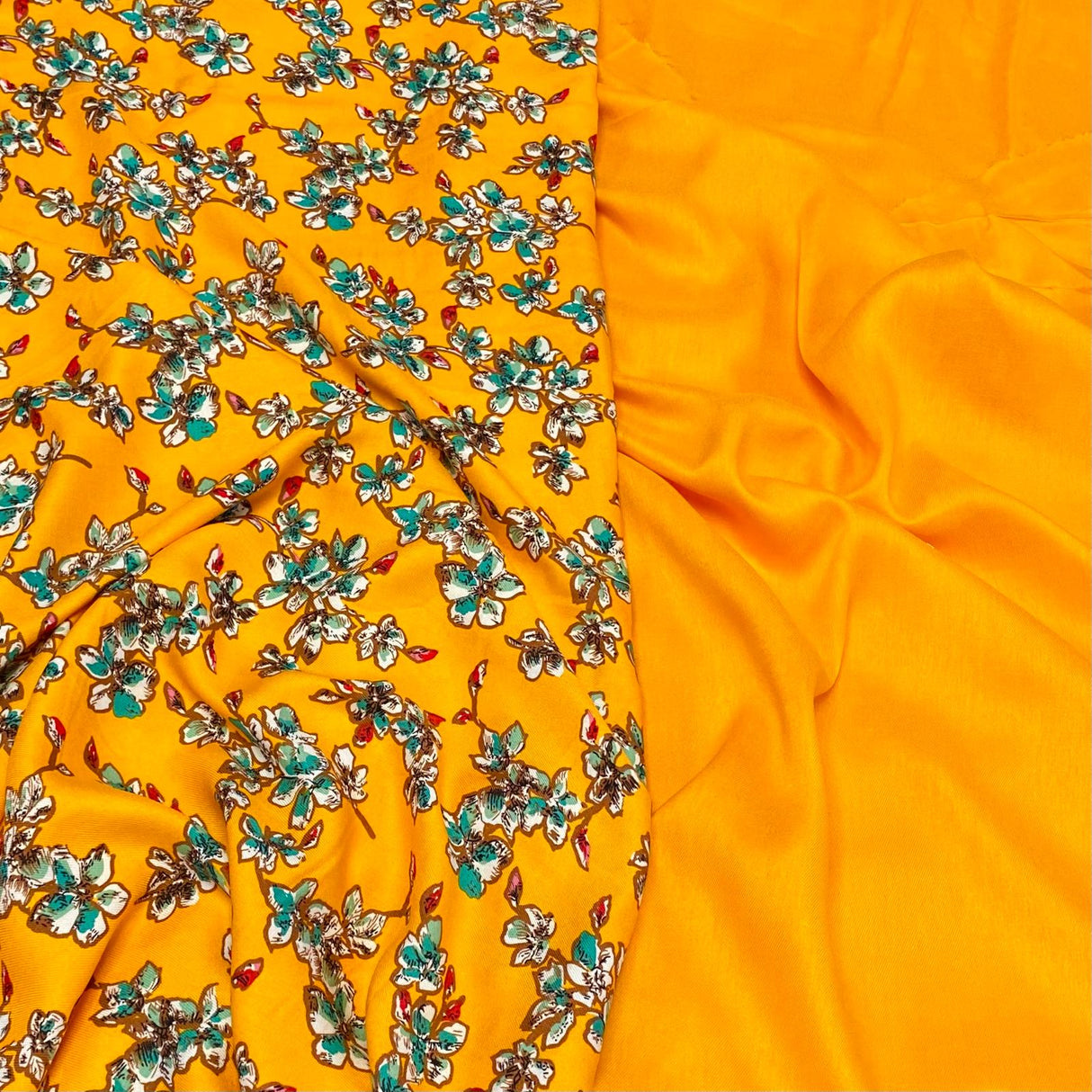 6 Metres, Premium Quality, Printed Dressmaking Viscose Bundle - 55" Wide (Yellow)