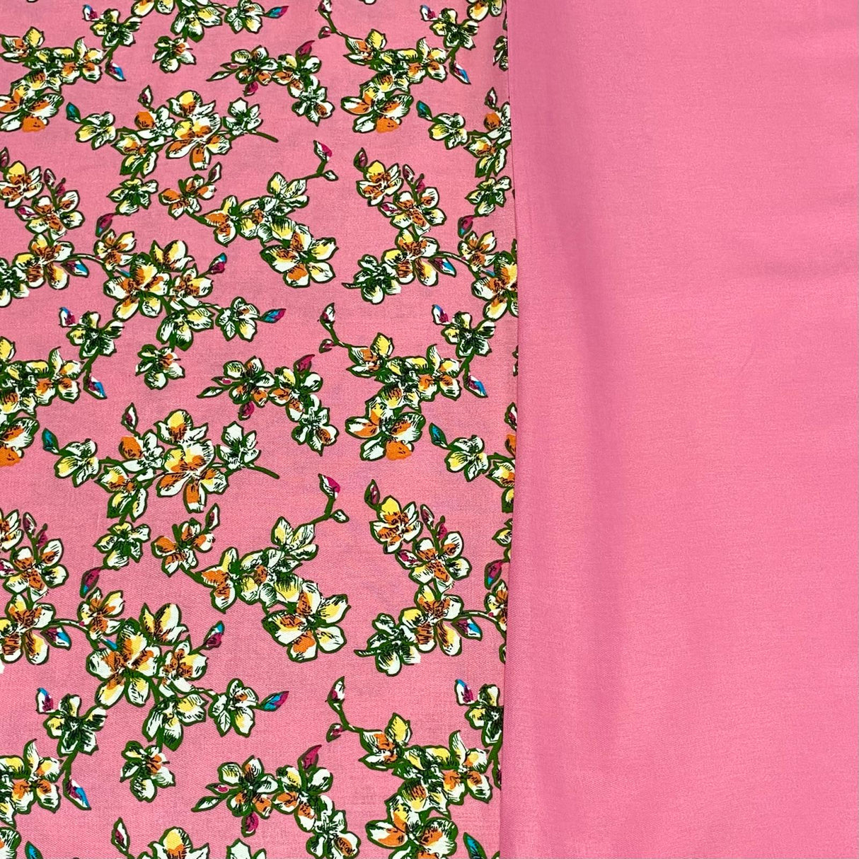 6 Metres, Premium Quality, Printed Dressmaking Viscose Bundle - 55" Wide (Pink)