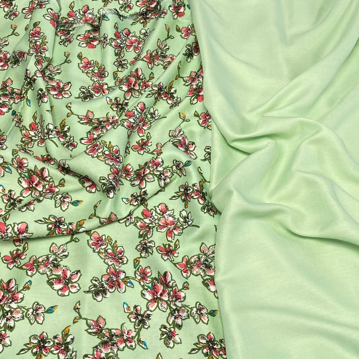 6 Metres, Premium Quality, Printed Dressmaking Viscose Bundle - 55" Wide (Lime)