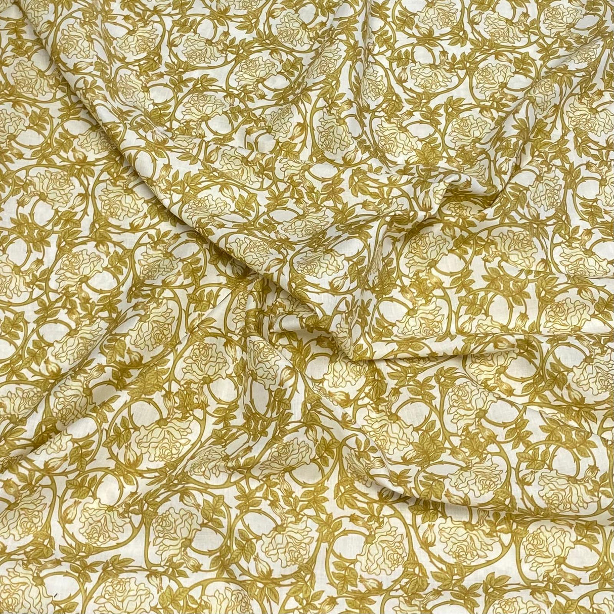 Luxury Dressmaking 100% Digital Printed Cotton Lawn- 55" (Yellow & White)