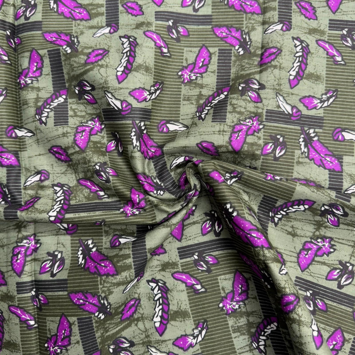 3 Metres Luxury 100% Cotton - 36" Wide - (Khaki & Purple)