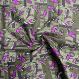 3 Metres Luxury 100% Cotton - 36" Wide - (Khaki & Purple)