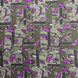 3 Metres Luxury 100% Cotton - 36" Wide - (Khaki & Purple)