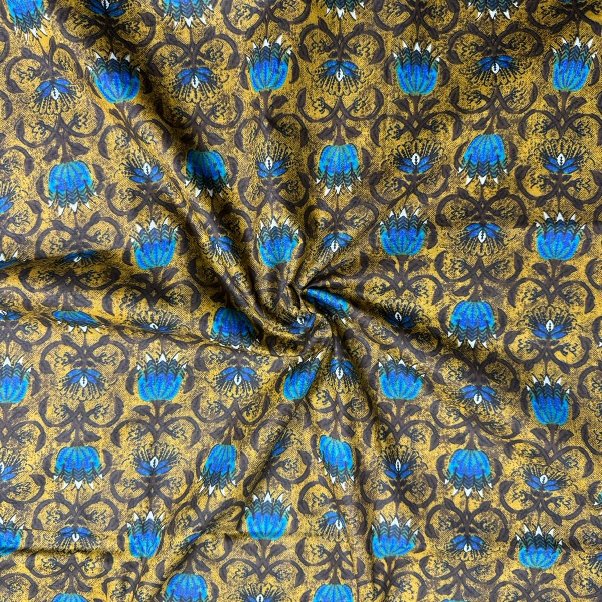 3 Metres Luxury 100% Cotton - 36" Wide - (Gold & Blue)