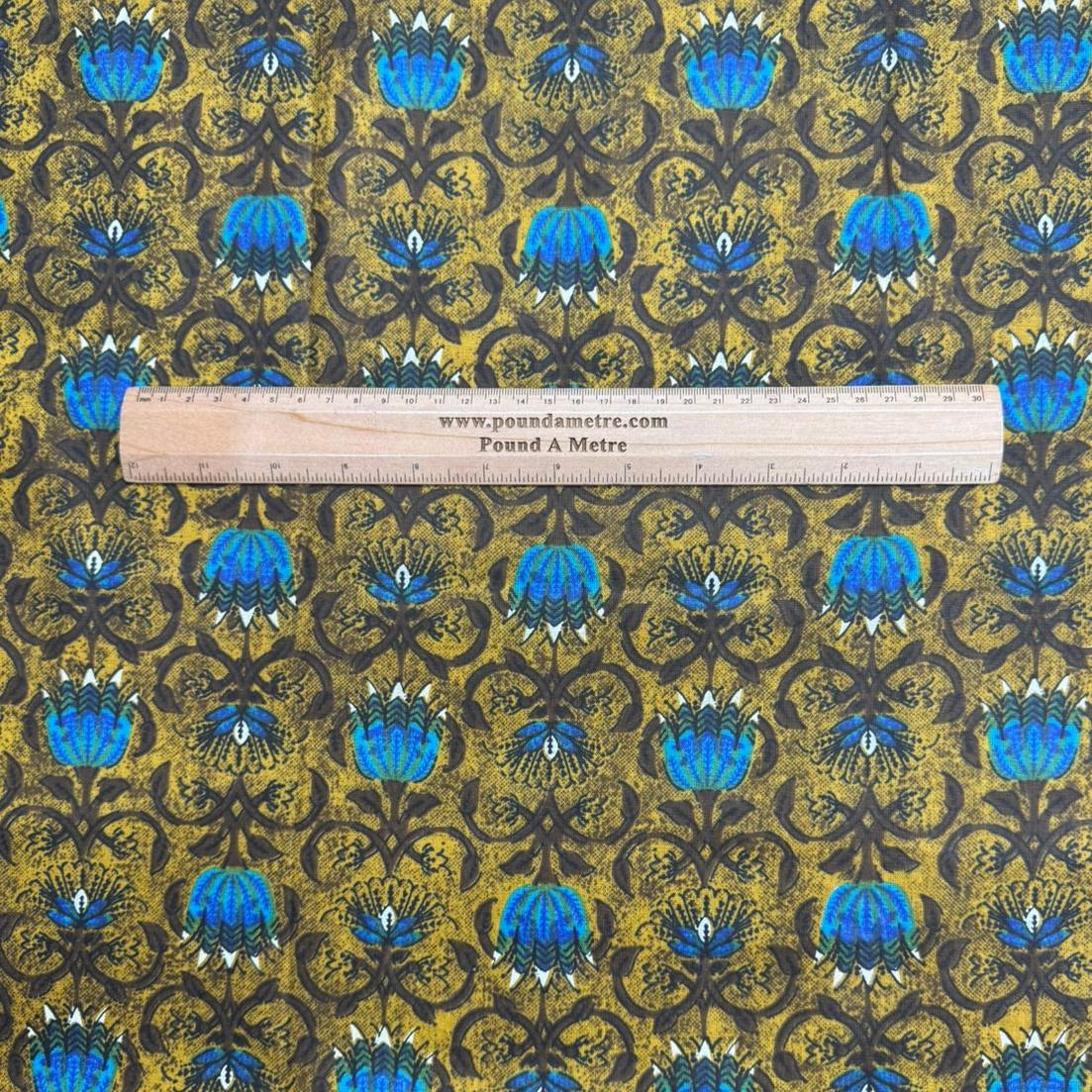 3 Metres Luxury 100% Cotton - 36" Wide - (Gold & Blue)