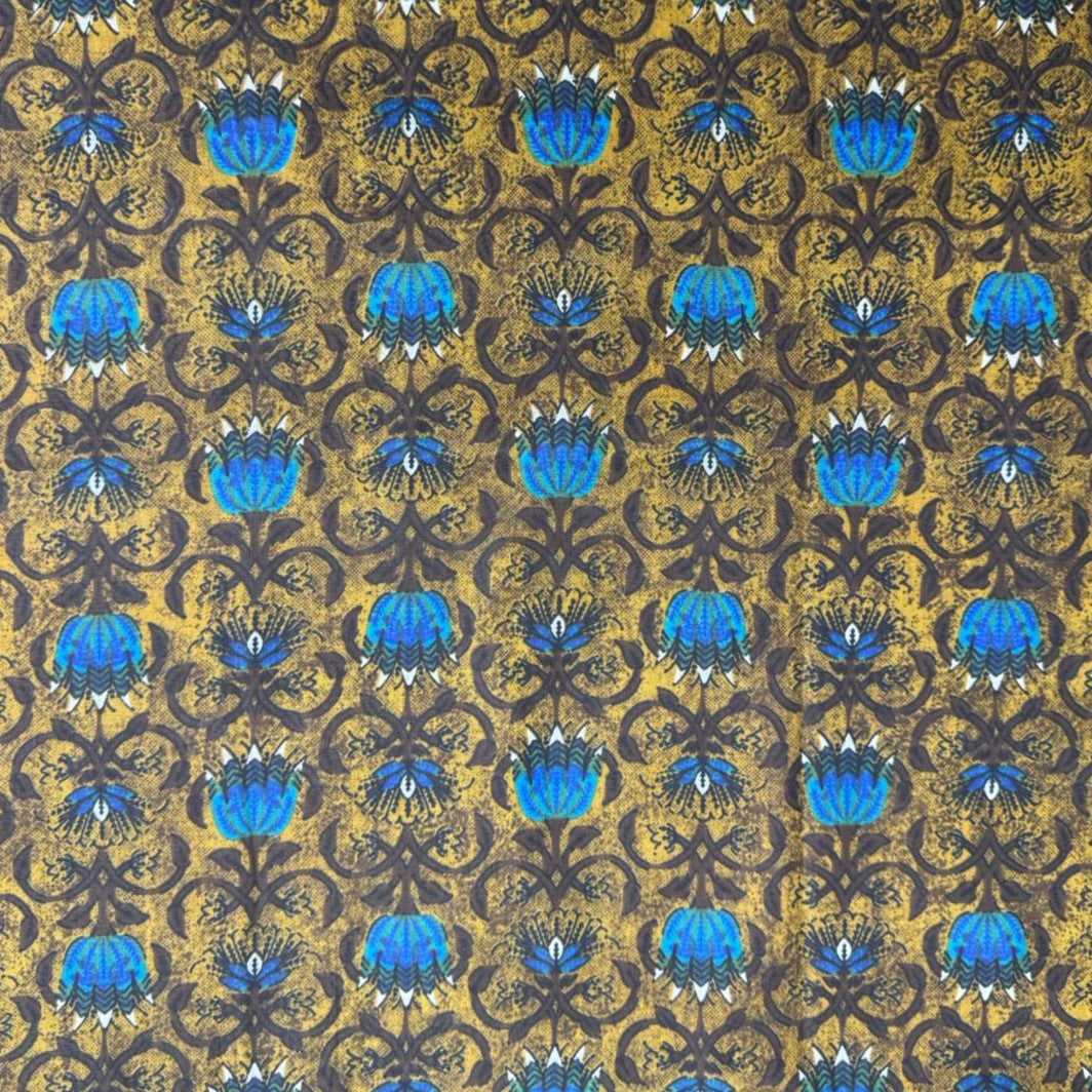 3 Metres Luxury 100% Cotton - 36" Wide - (Gold & Blue)