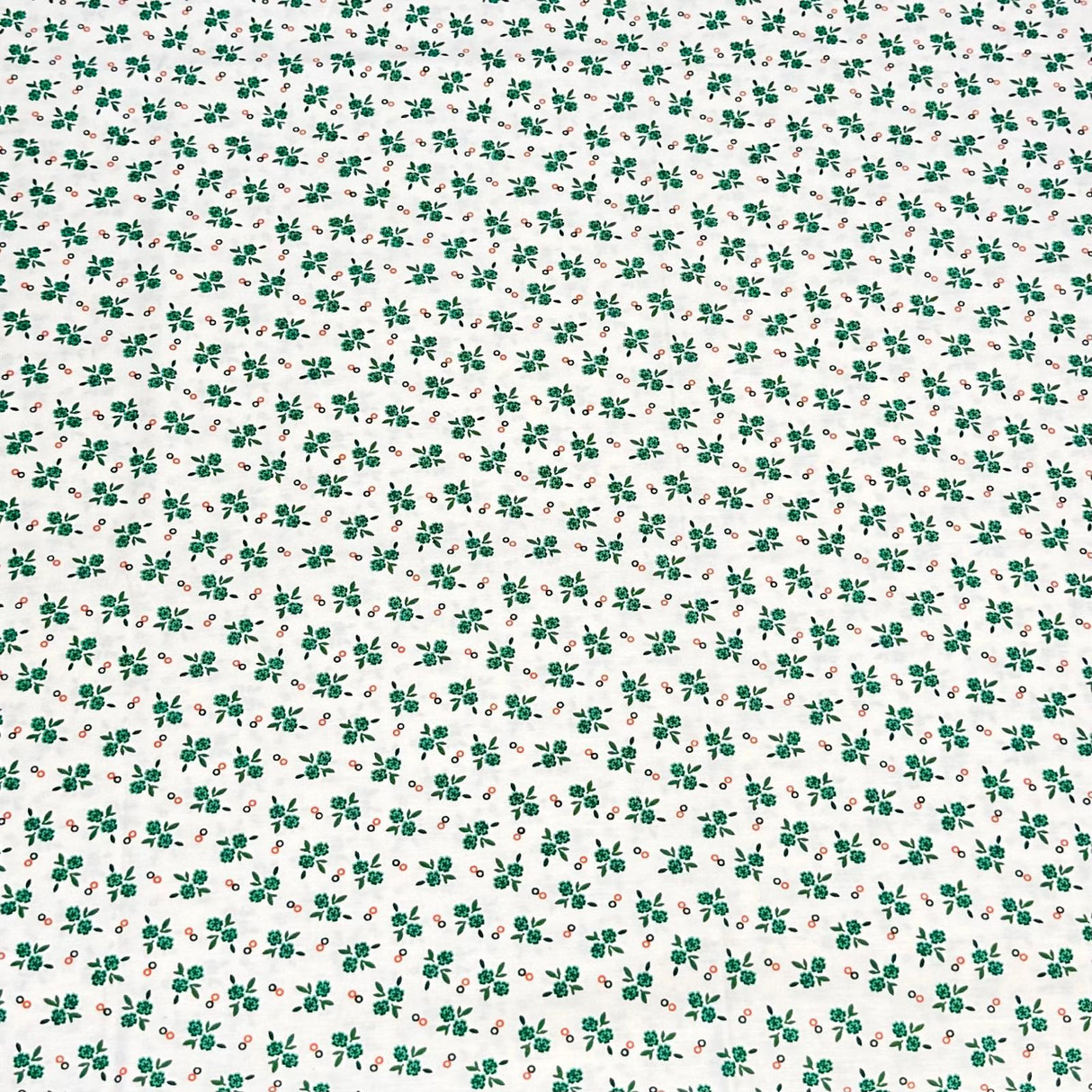 3 Metres Luxury 100% Cotton - 36" Wide - (Green Flowers)