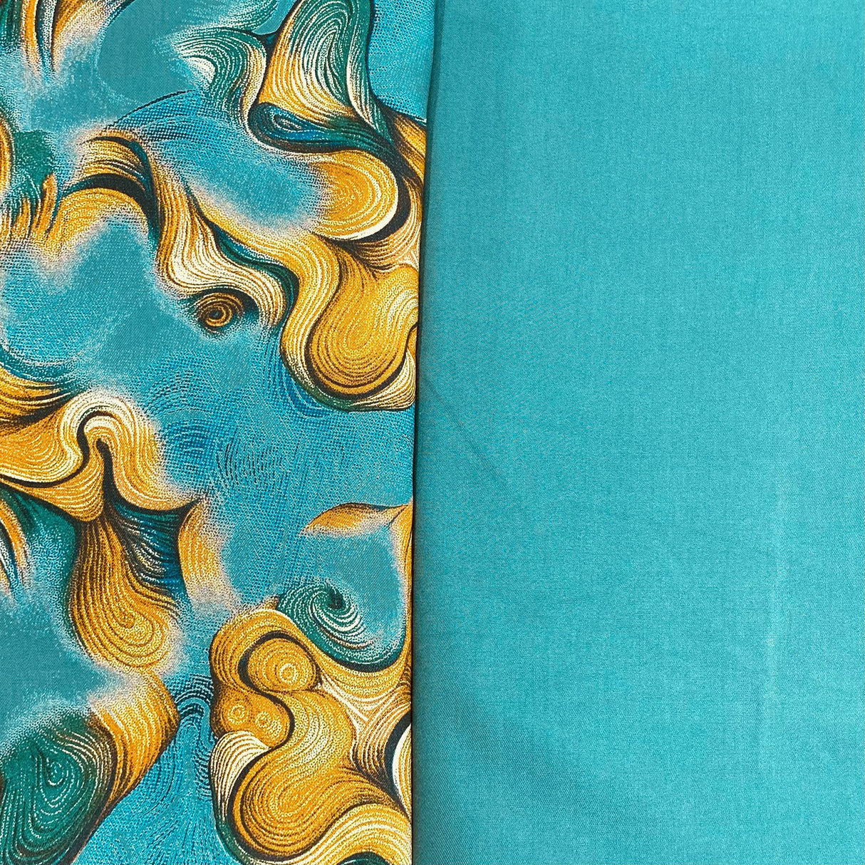 6 Metres, Premium Quality, Printed Dressmaking Viscose Bundle - 55" Wide (Teal)