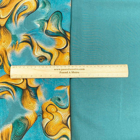 6 Metres, Premium Quality, Printed Dressmaking Viscose Bundle - 55" Wide (Teal)