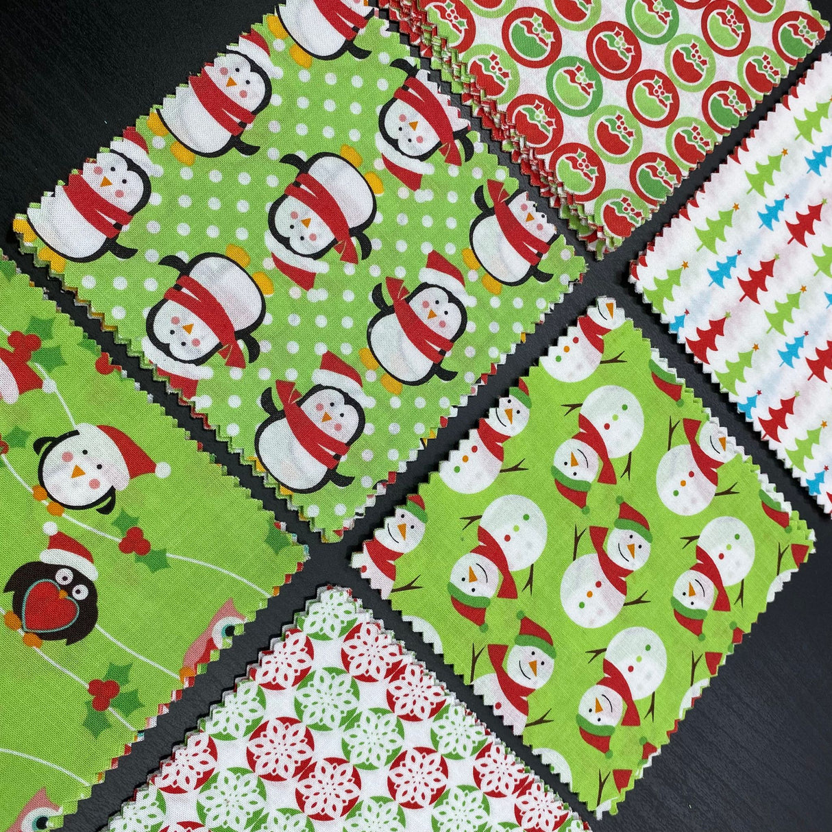 Christmas Characters Quilting Cotton Fabric Squares - Charm Pack (Snow)