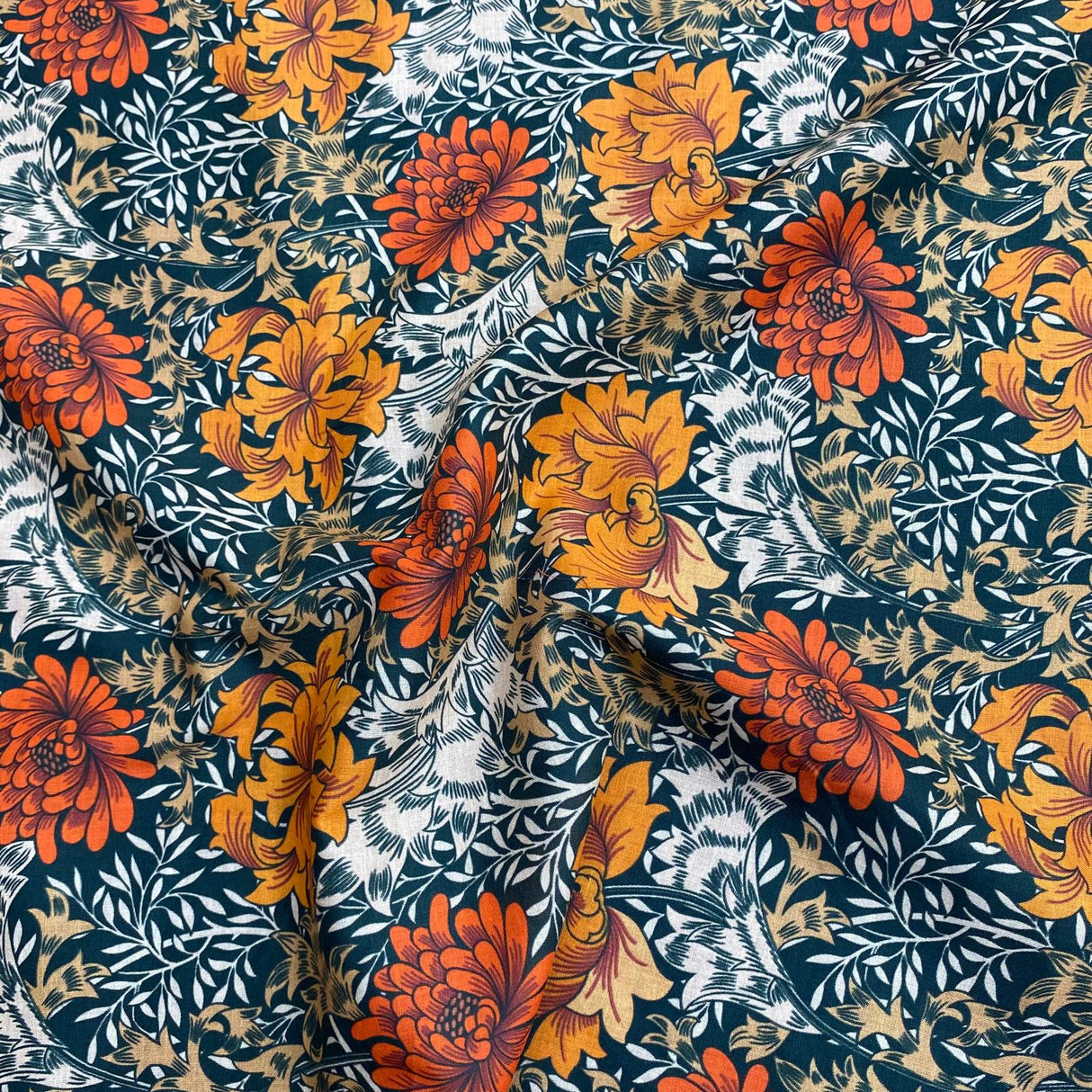 Luxury Dressmaking 100% Digital Printed Cotton Lawn- 55" (Red & Orange)