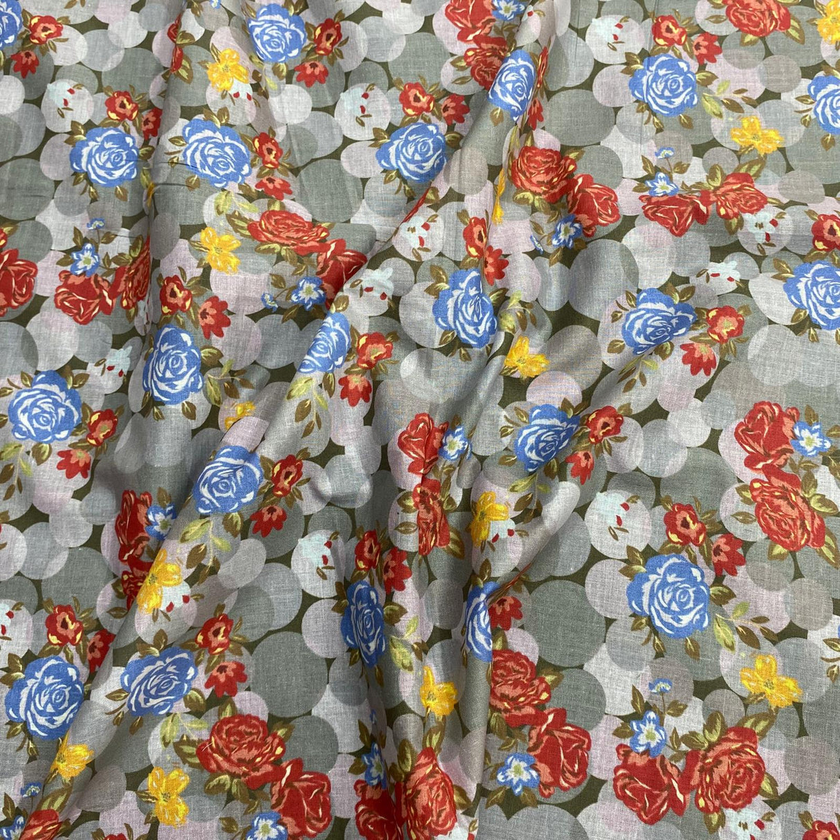 Luxury Dressmaking 100% Digital Printed Cotton Lawn- 55" (Red & Blue)