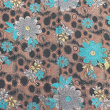 3 Metres Printed Cashmere Effect Crepe Fabric- 45" Wide (Brown & Turquoise)