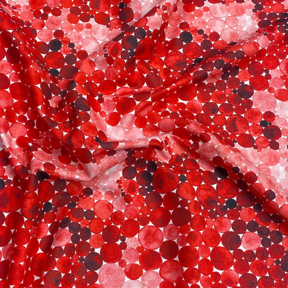 Per Metre Luxury Printed Quilting Cotton - (Red Circles)