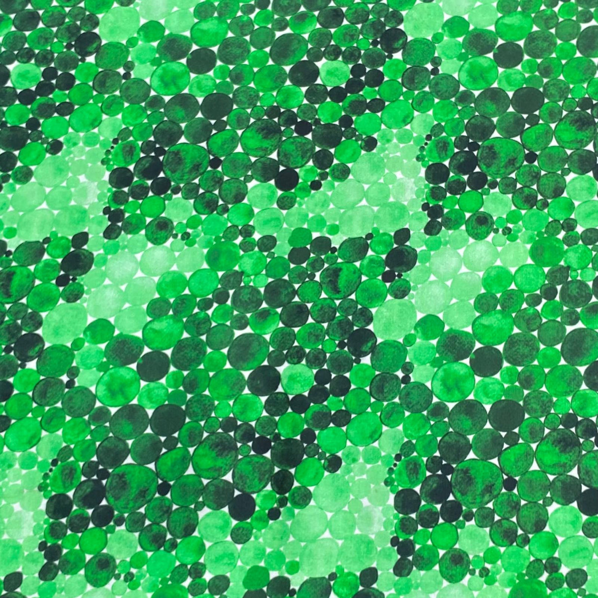 Per Metre Luxury Printed Quilting Cotton - (Green Circles)