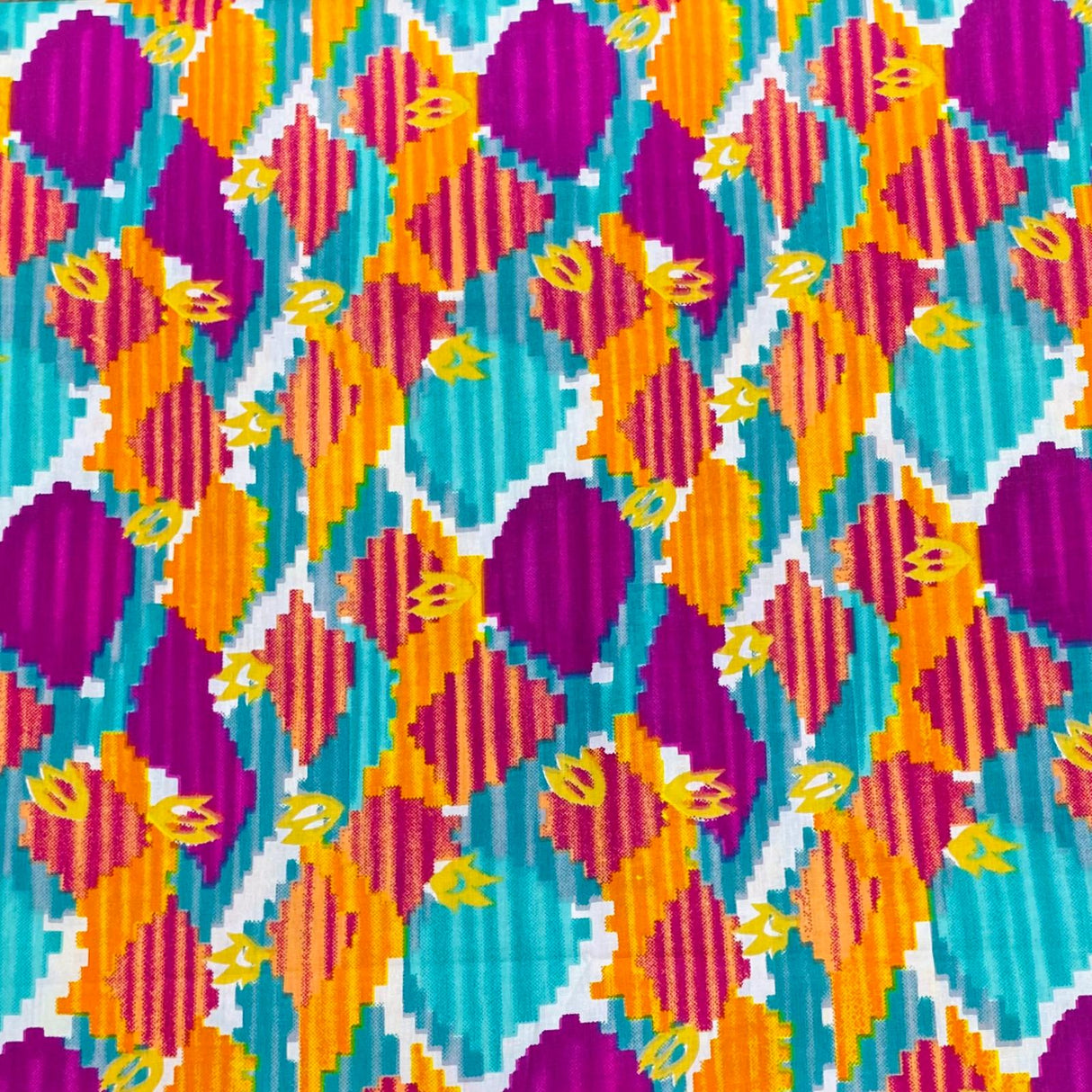 3 Metres Luxury 100% Cotton - 36" Wide - (Orange, Turquoise & Purple)