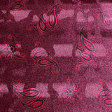 3 Metres Premium Printed Spandex Velvet 55" Wide (Maroon Paisley)