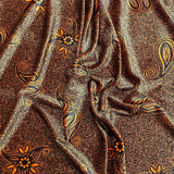 3 Metres Premium Printed Spandex Velvet 55" Wide (Orange Paisley)