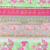 3 Metres Luxurious Printed Satin- 55" Wide (Green & Pink)