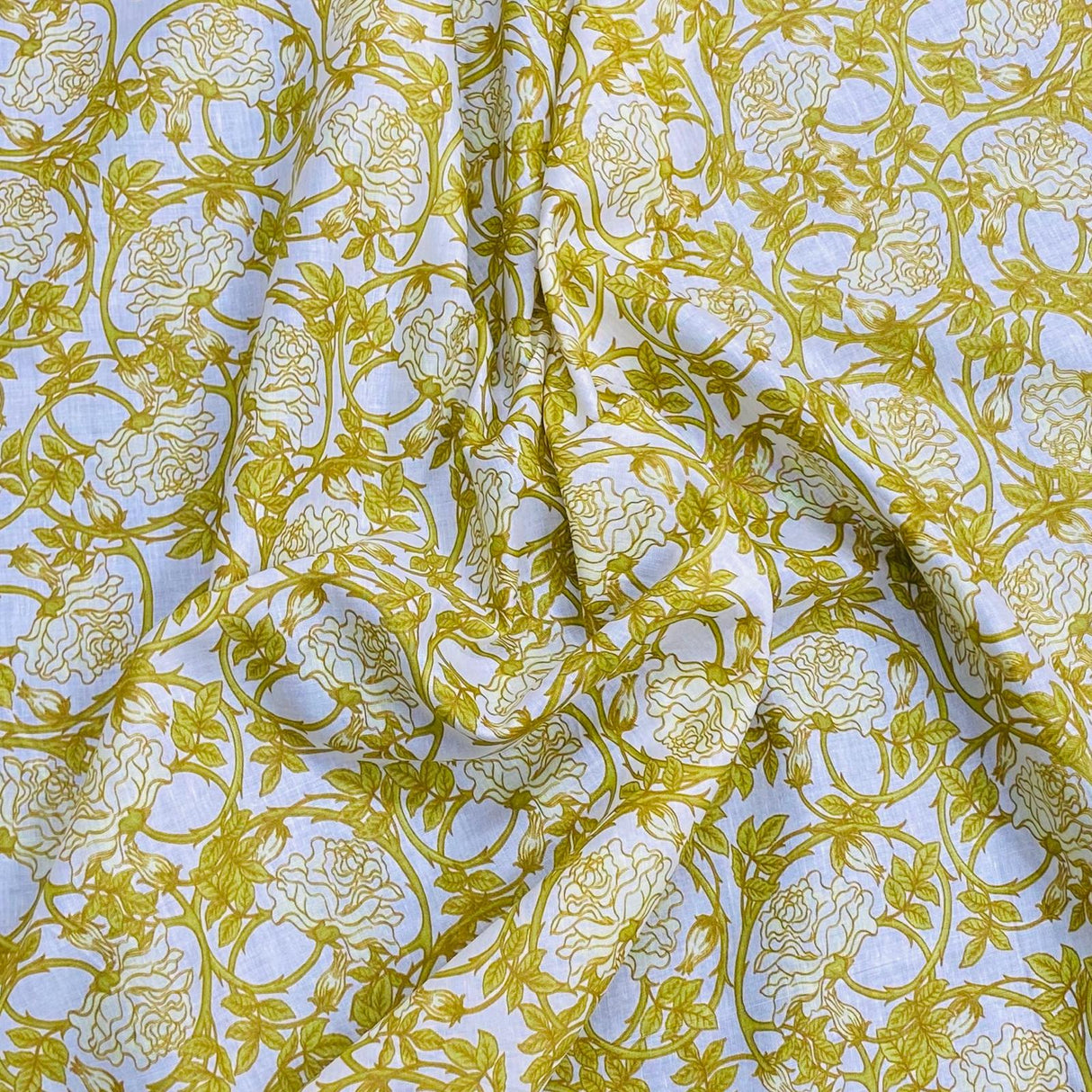 Luxury Dressmaking 100% Digital Printed Cotton Lawn- 55" (Yellow & White)