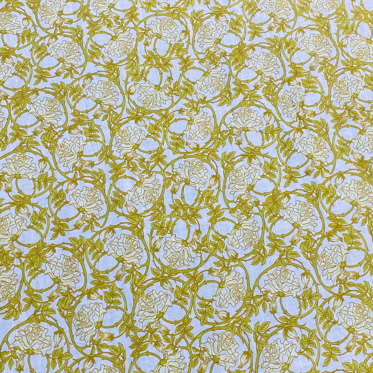 Luxury Dressmaking 100% Digital Printed Cotton Lawn- 55" (Yellow & White)