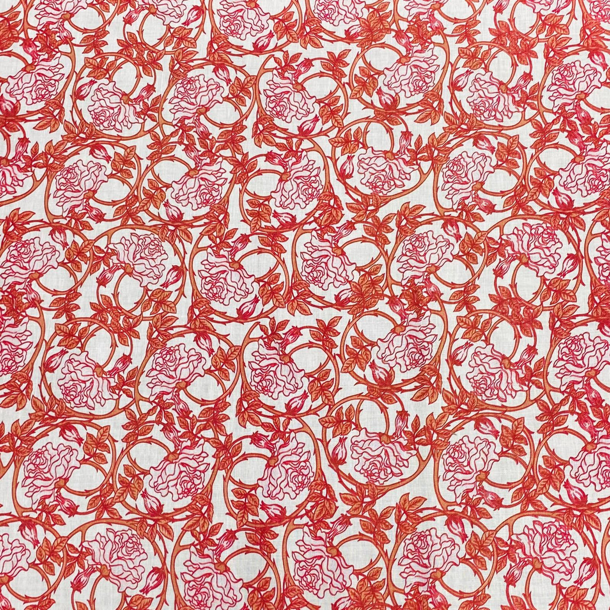 Luxury Dressmaking 100% Digital Printed Cotton Lawn- 55" (Red & White)