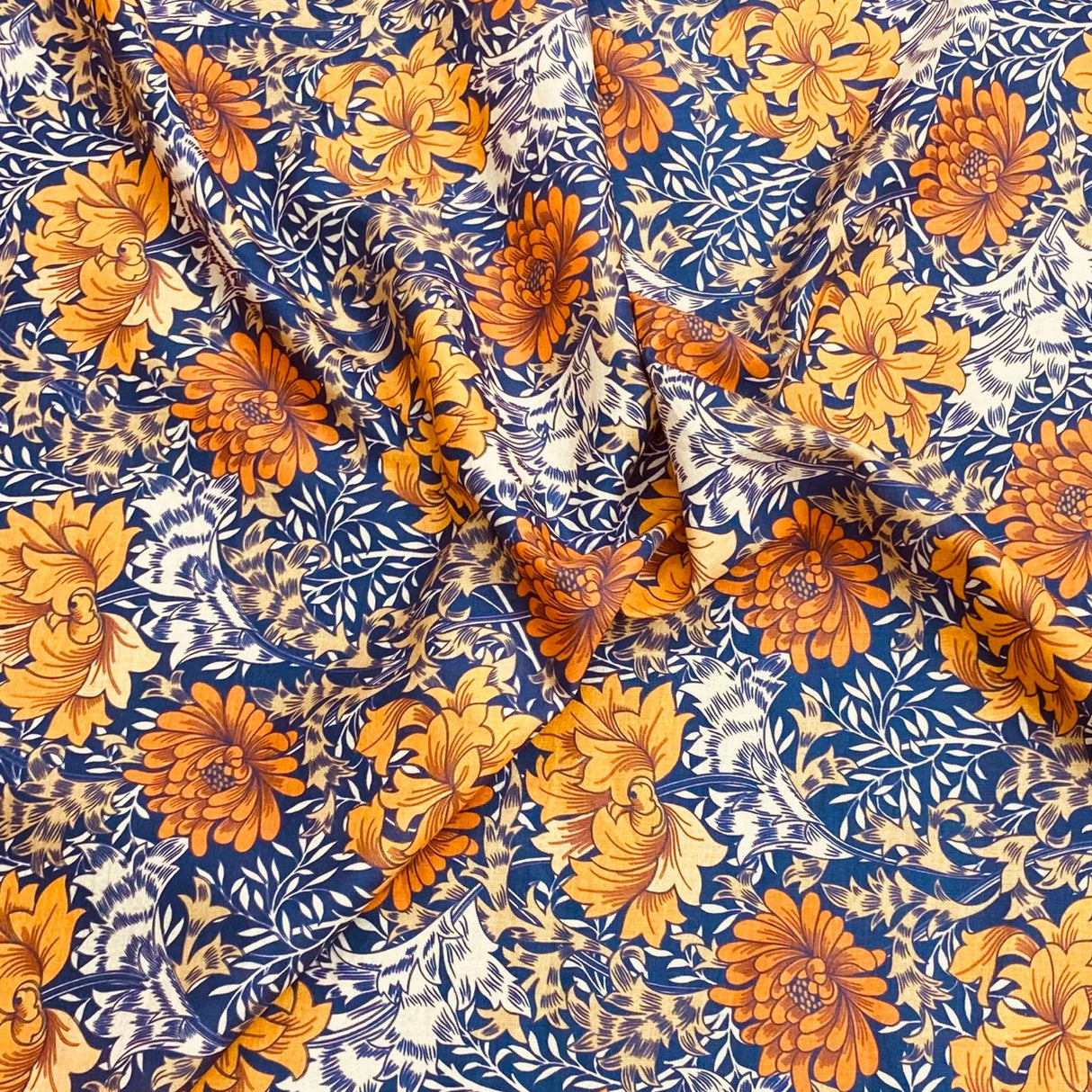 Luxury Dressmaking 100% Digital Printed Cotton Lawn- 55" (Orange & Yellow)