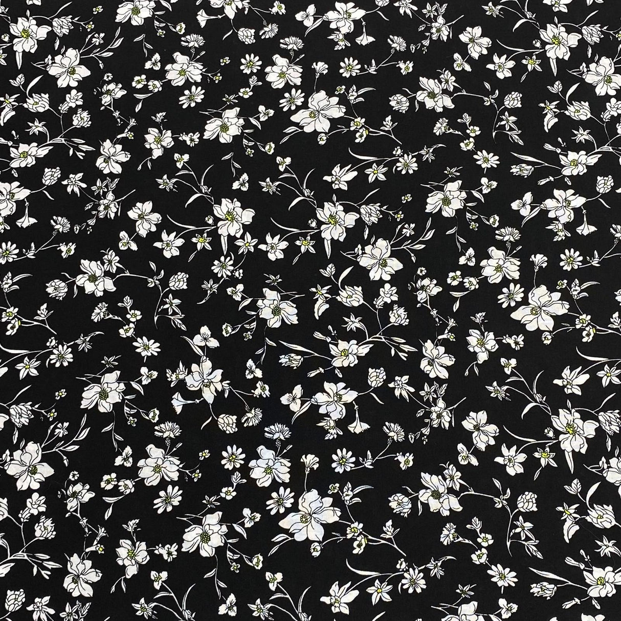 3 Metres, Premium Quality, Printed Dressmaking Viscose - 55" Wide (Black)