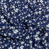 3 Metres, Premium Quality, Printed Dressmaking Viscose - 55" Wide (Navy)