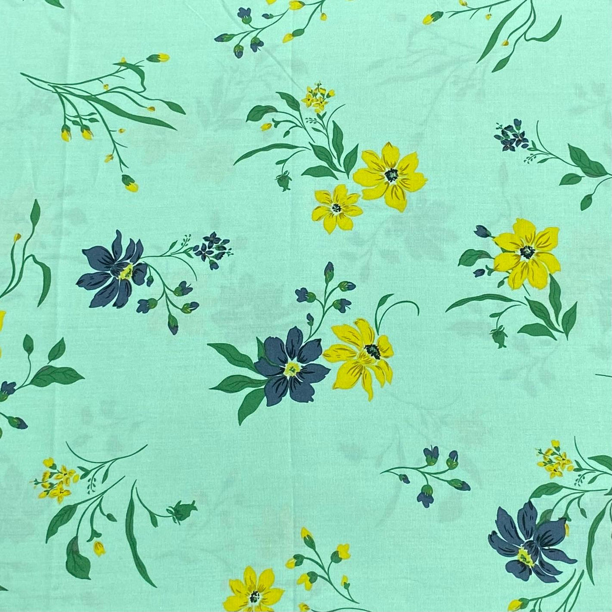 3 Metres, Premium Quality, Printed Dressmaking Viscose - 55" Wide (Minty)