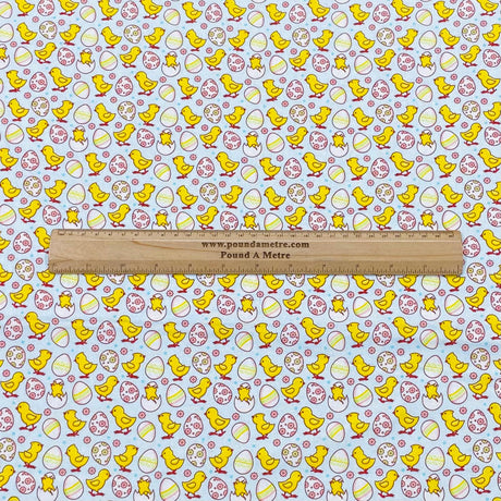 Per Metre 100% Digital Cotton Easter Print - (Eggs & Chicks)