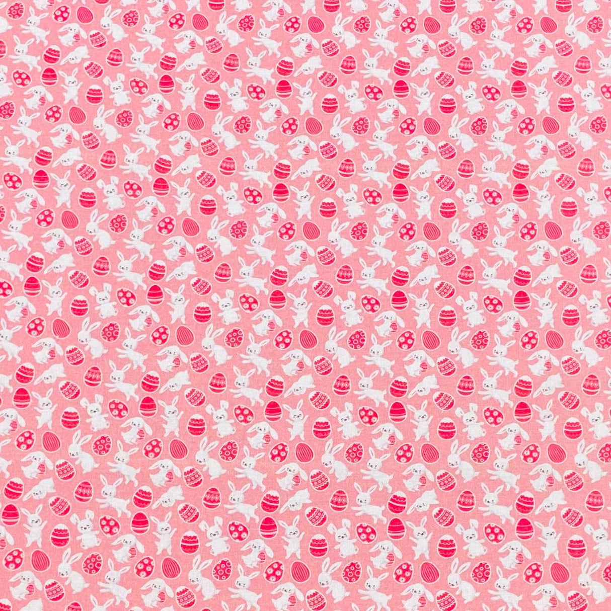 Per Metre 100% Digital Cotton Easter Print - (Pink Bunnies)