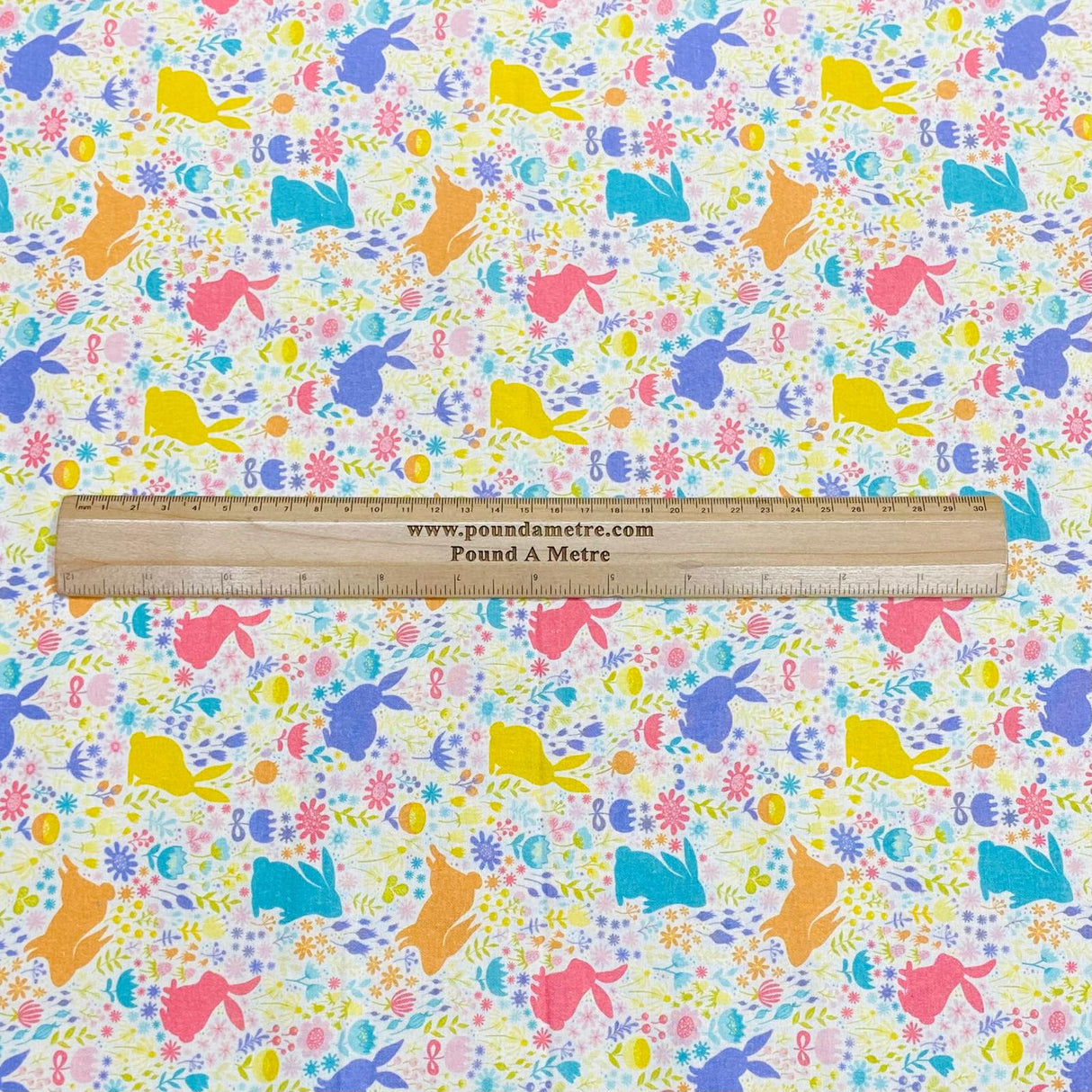 Per Metre 100% Digital Cotton Easter Print - (Bunnies)