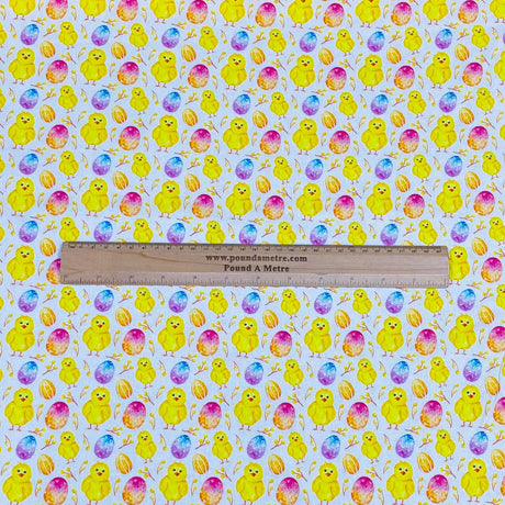 Per Metre 100% Digital Cotton Easter Print - (Chick)