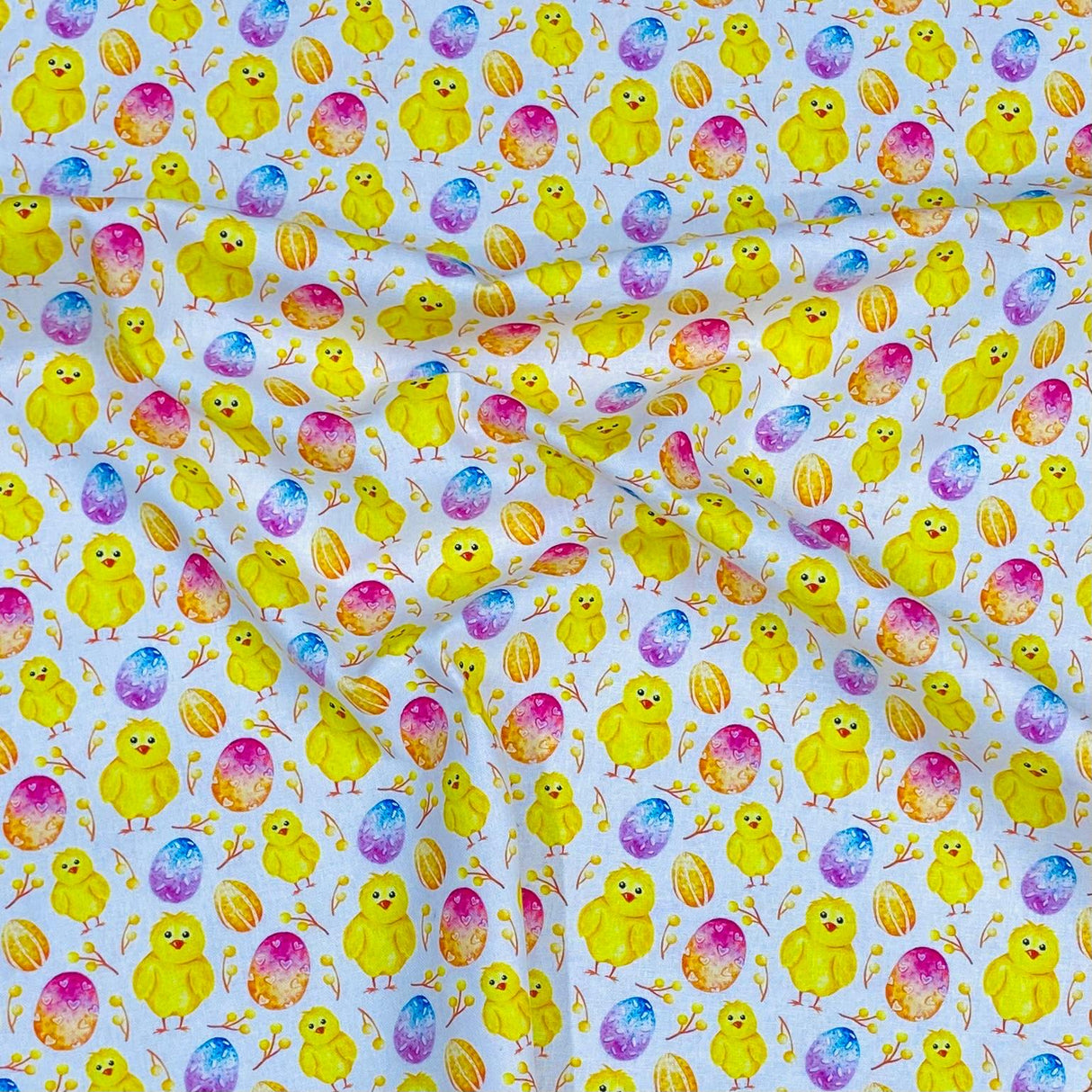 Per Metre 100% Digital Cotton Easter Print - (Chick)